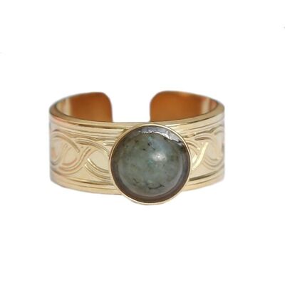 Ring gemstone agate gray gold