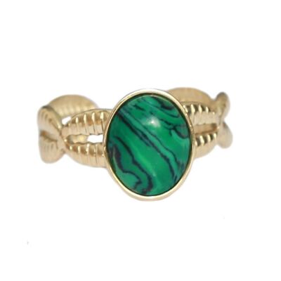 Ring gemstone malachite gold