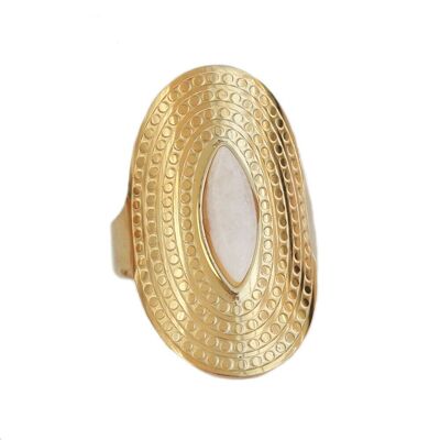 Anillo boho ágata blanca oro