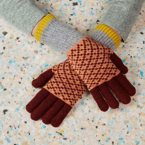 Women's Lambswool Gloves & Wrist Warmers GLOVES - cross - sienna