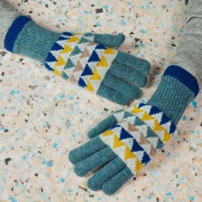 Women's Lambswool Gloves & Wrist Warmers GLOVES - triangle - sea green