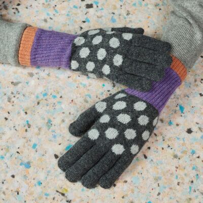Women's Lambswool Gloves & Wrist Warmers GLOVES - spot - grey & lilac