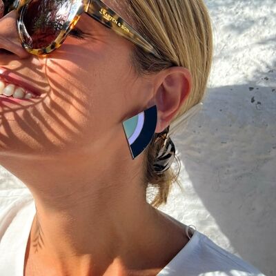 Small Clip On Earrings, Minimal Earrings, Black Earrings, Clip Earrings, Non Pierced Ears, Gift for Her, Made in Greece.