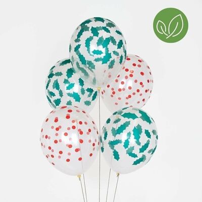 5 Balloons: Christmas holly