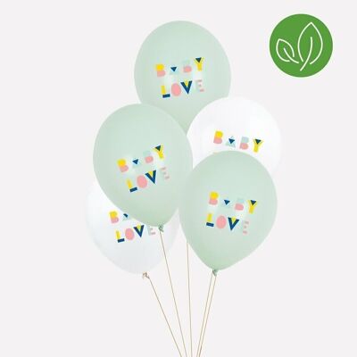 5 Luftballons: mintfarbene Babyparty