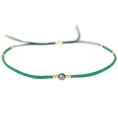 Miyuki-Armband grüner Stein