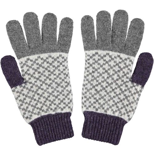 Men's Patterned Lambswool Gloves MEN'S GLOVES - cross - grey