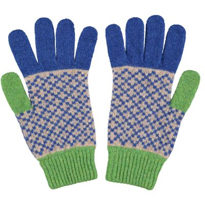 Men's Patterned Lambswool Gloves MEN'S GLOVES - cross - marine blue