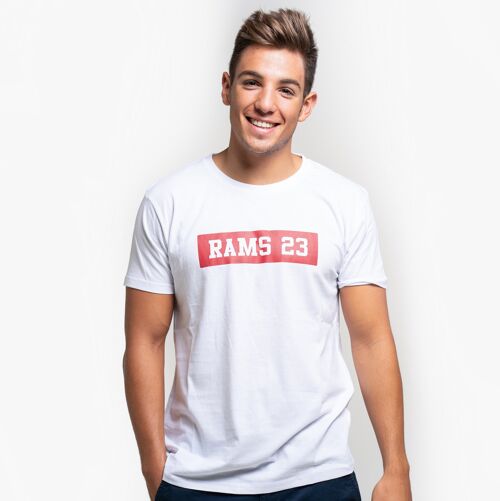 Camiseta de hombre blanco con Estampado Rectangular Rams 23-Blanco/Rojo