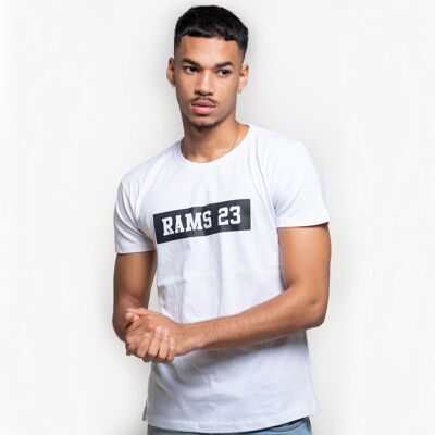 T-shirt Homme Blanc Imprimé Rectangulaire Rams 23-White/Black