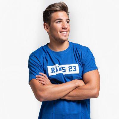Blaues Herren-T-Shirt mit rechteckigem Aufdruck Rams 23-Blau/Weiß