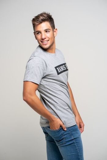 T-shirt homme gris avec imprimé rectangulaire Rams 23-Grey/Black 2