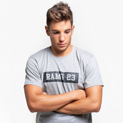 T-shirt grigia da uomo con stampa rettangolare Rams 23-Grigio/Nero