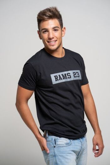 Rams 23 T-shirt noir imprimé rectangulaire pour homme-noir/gris 2
