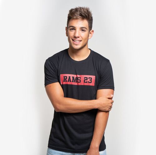 Camiseta de hombre negra con Estampado Rectangular Rams 23-Negro/Rojo