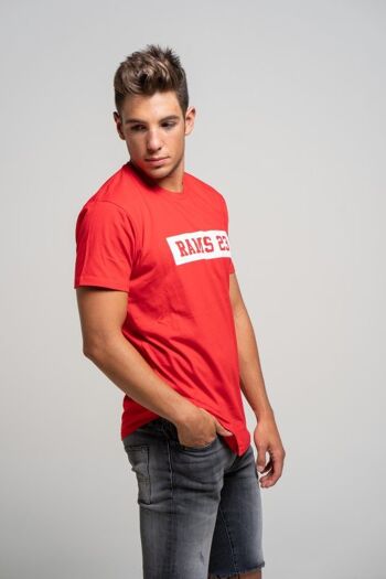 T-shirt Homme Rouge avec Imprimé Rectangulaire Rams 23-Red/White 2