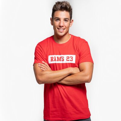 Red Men's T-shirt with Rectangular Print Rams 23-Red/White