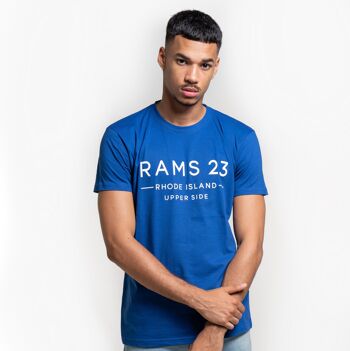T-shirt homme bleu avec RHODE ISLAND Rams 23-Blue Print 1