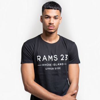 T-shirt homme noir avec RHODE ISLAND Rams 23-Black Print 1