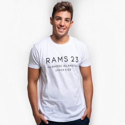 Camiseta de hombre blanca con Estampado RHODE ISLAND Rams 23-Blanco