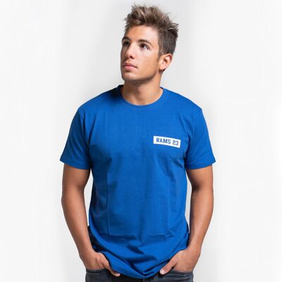 Blue Men's T-shirt with Small Rectangular Print Rams 23-Blue