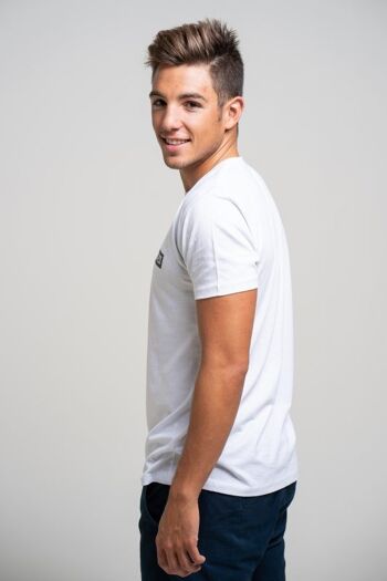 T-Shirt Homme Blanc avec Petits Rams Imprimés Rectangulaires 23-Blanc/Noir 2