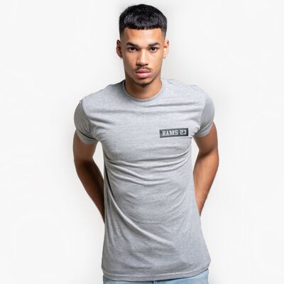T-shirt Homme Gris Imprimé Rectangulaire Petits Béliers 23-Grey/Black