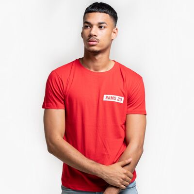 T-Shirt Homme Rouge Imprimé Rectangulaire Petits Béliers 23-Rouge/Blanc