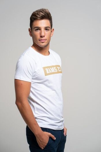 T-shirt homme blanc imprimé Rams 23 Gold-White 2