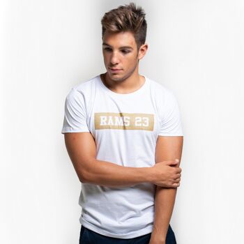 T-shirt homme blanc imprimé Rams 23 Gold-White 1
