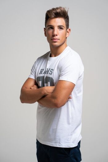T-shirt blanc pour homme avec imprimé logo Rams 23 Classic-Blanc/Gris 2