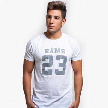 T-shirt blanc pour homme avec imprimé logo Rams 23 Classic-Blanc/Gris 1