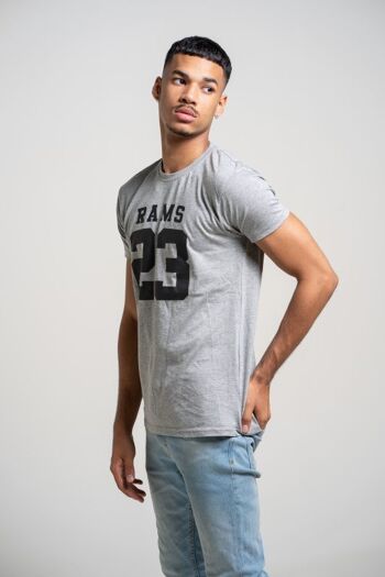 T-shirt gris pour homme avec logo Rams 23 Classic Print-Gris/Noir 2