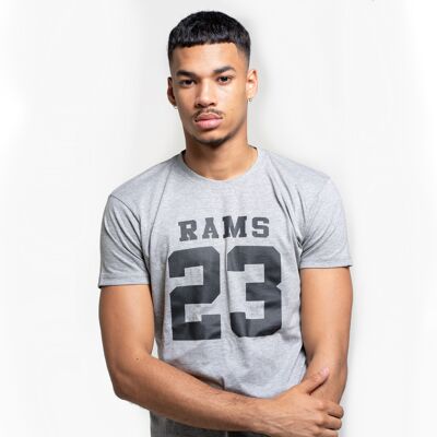 Men's Gray T-Shirt with Rams 23 Classic Logo Print-Grey/Black