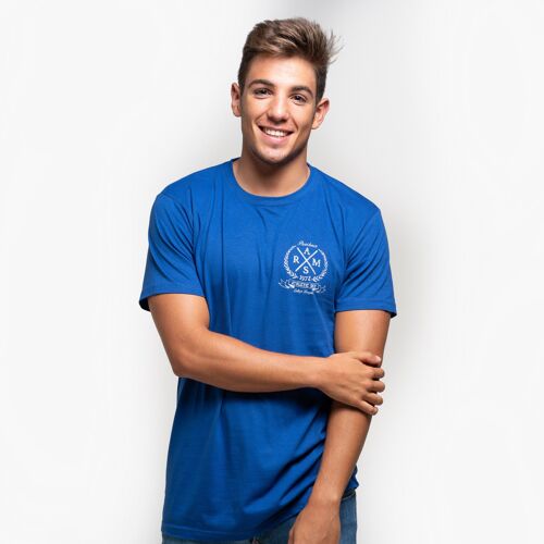 Camiseta de hombre azul con escudo estampado Rams 23 Escudo College-Azul