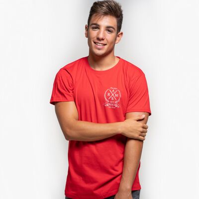 Camiseta de hombre roja con escudo estampado Rams 23 Escudo College-Rojo