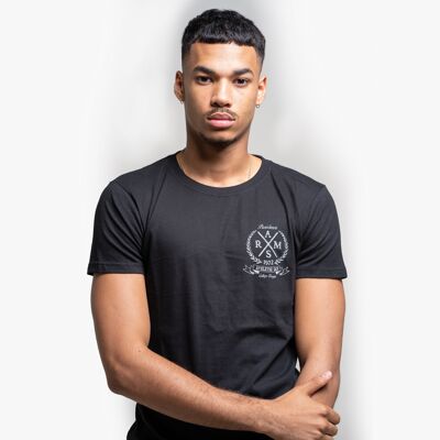 Camiseta de hombre negra con escudo Rams 23 Escudo College-Negro