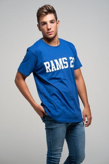 T-shirt homme bleu avec imprimé Rams 23 Large Logo-Blue 2