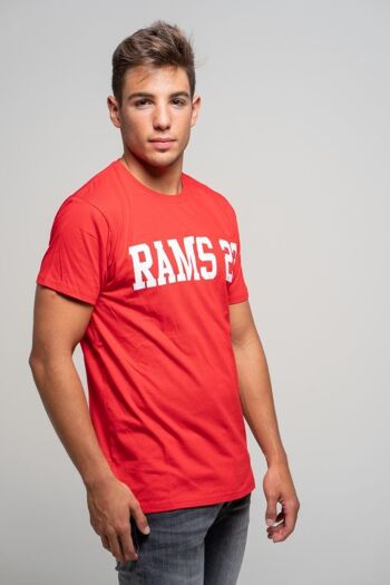 Rams 23 T-shirt rouge à imprimé grand logo pour homme-rouge/blanc 2