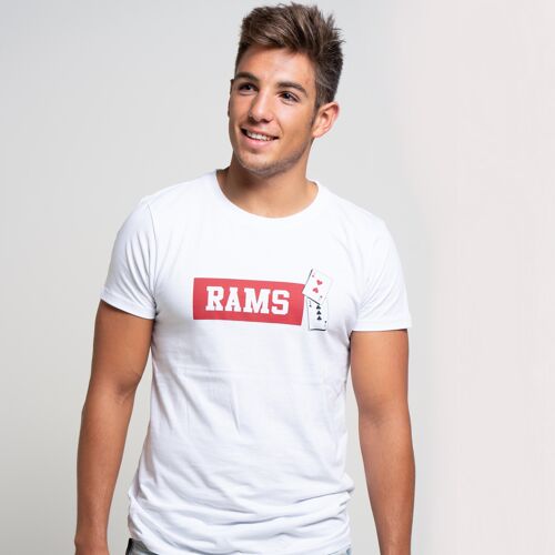 Camiseta de hombre blanca con estampado Rams 23 Love&Luck-Blanco