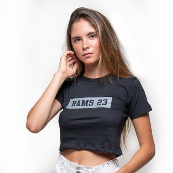 T-shirt Femme Court Imprimé Rectangulaire Béliers 23-Noir/Gris 1