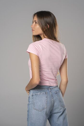 T-shirt court pour femme avec imprimé rectangulaire Rams 23-Pink 4