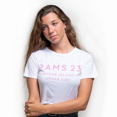 RHODE ISLAND Rams 23 Print T-Shirt-White/Pink