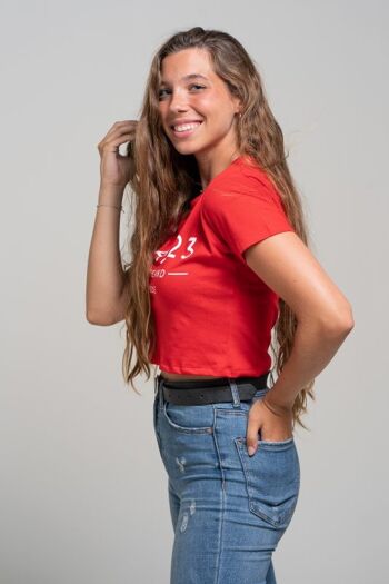 T-shirt court pour femme avec imprimé RHODE ISLAND Rams 23-Red 2