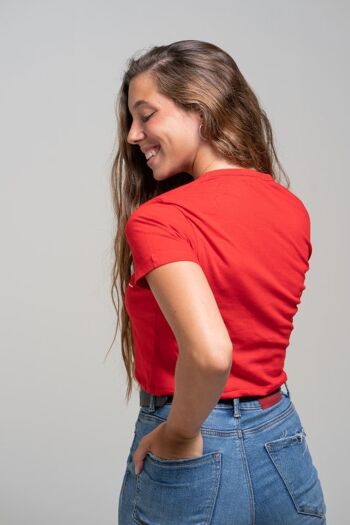 T-shirt court pour femme avec imprimé RHODE ISLAND Rams 23-Red 3