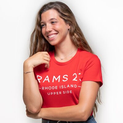 Short women's T-shirt with RHODE ISLAND Rams 23-Red Print