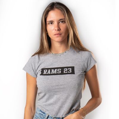 Camiseta de mujer Rams 23 Estampado Rectangular Larga-Gris