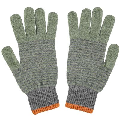 Men's Patterned Lambswool Gloves MEN'S GLOVES - stripe - green