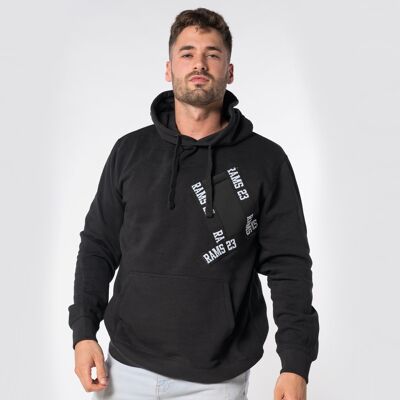 Rams 23 Gebürsteter Taschen-Hoodie-Schwarz