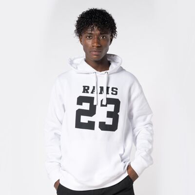 Brushed hooded sweatshirt. Classic Logo Rams 23-White